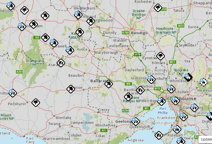 At 2.20pm, the SES was responding to jobs all over the state. 