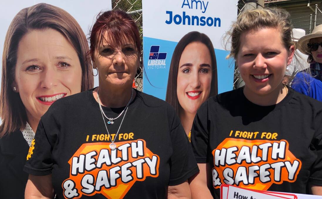 Janine Brownlee and Lana Cormie campaigned for work safety reform during the State Election.