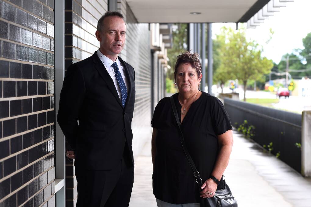 Detective Senior Constable James Stewart and mother of missing Ballarat woman Kobie Parfitt, Kathy Snowball. Picture: Adam Trafford