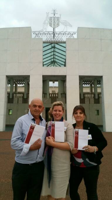 Dave Brownlee, Lana Cormie and Janine Brownlee travelled to Canberra together. Picture: courtesy Lana Cormie