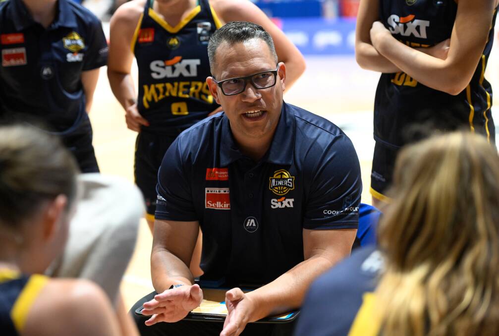 Kennedy Kereama had a tough night at the office in his debut as Ballarat Miners women's coach. Picture by Adam Trafford