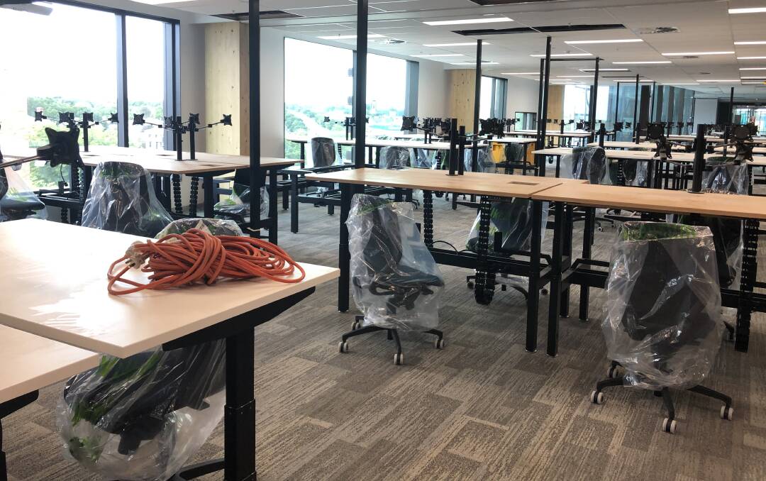 READY TO WORK: In some parts, furniture such as desks and chairs have already been moved into place. Picture: Greg Gliddon