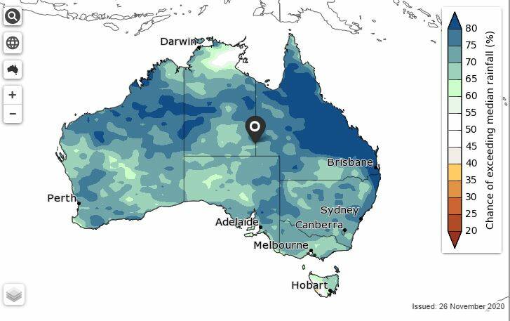 The Bureau of Meteorology is predicting a wetter than average summer ahead. Source: BOM