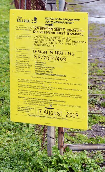 The permit application out for consultation for the units. Picture: Kate Healy