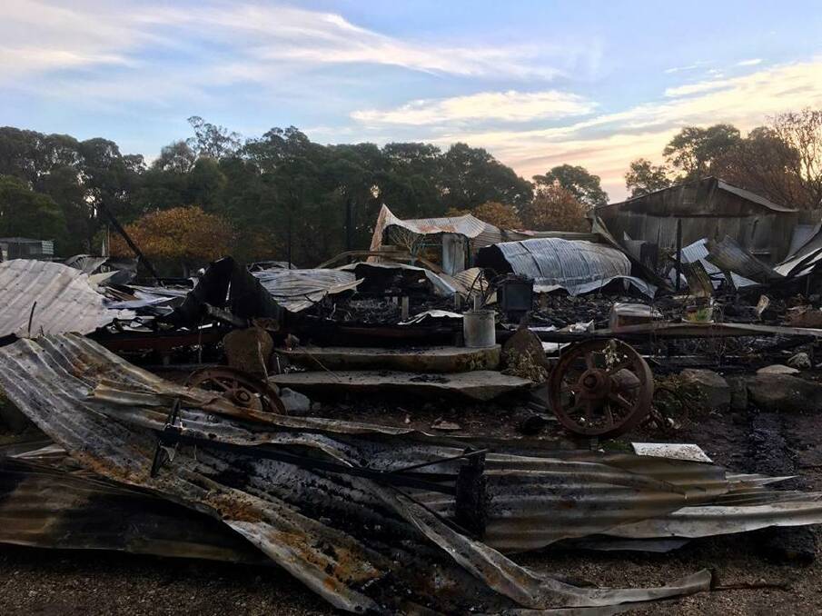 The remains of a Snake Valley house gutted by fire on Friday night. Picture: Marcus Grigsby