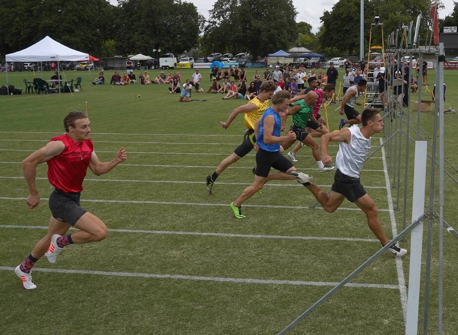 FAST FINALE: Michael Hanna crosses the line to win last year's Ballarat Gift. Picture: supplied