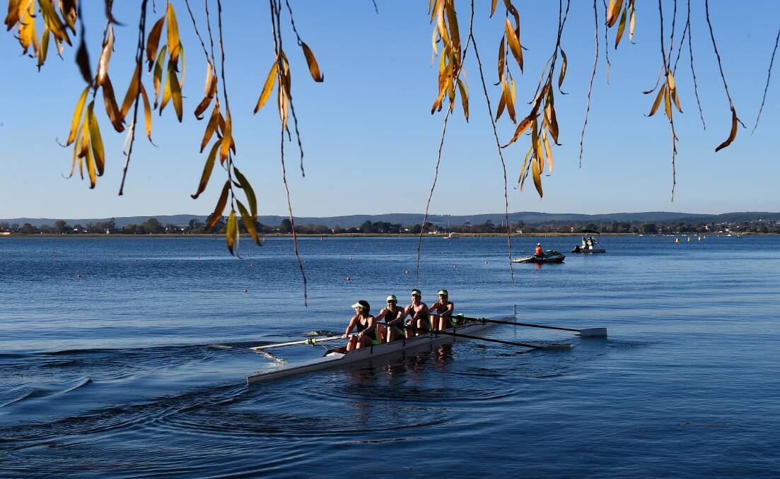 The glassy Lake Wendouree was the perfect host for the recent Australian Masters Rowing regatta