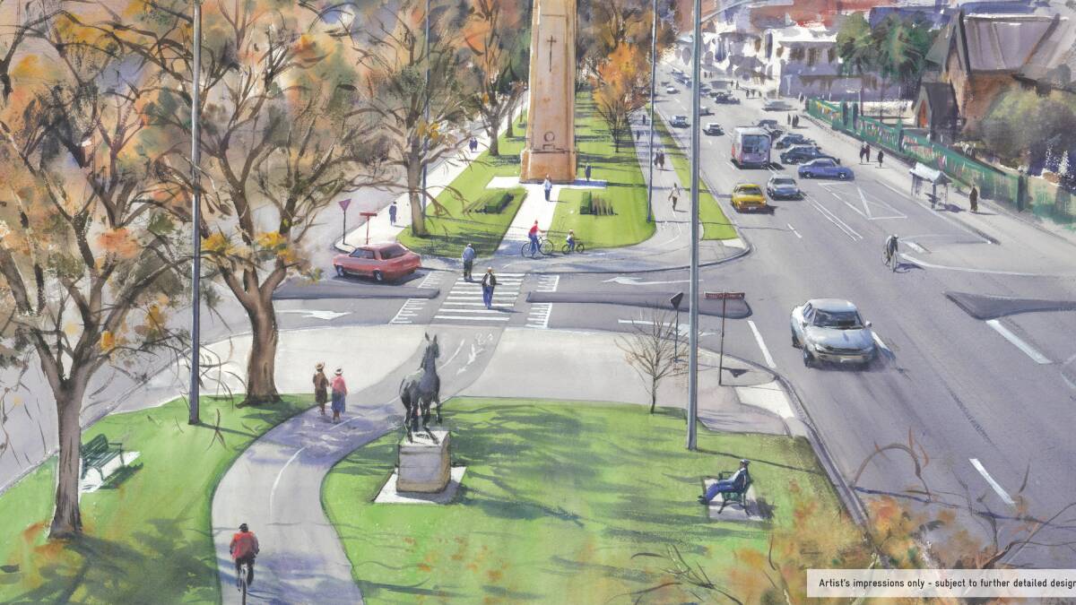 Architectural designed plans for bike lanes down the centre of the Sturt Street median strip are off the table. 