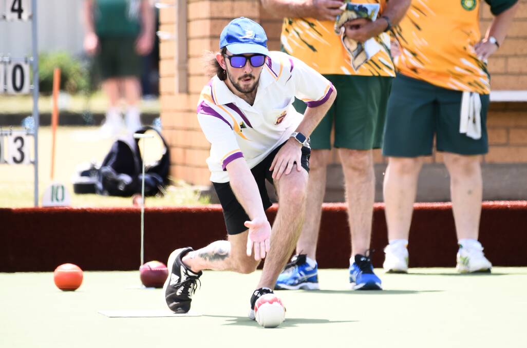 Harley Taylor-Irwin of Creswick bowls in his side's win over Buninyong on Saturday. Picture by Adam Trafford