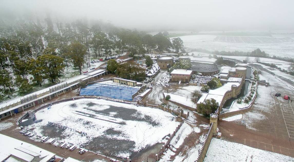 Kryal Castle is all white. Picture: courtesy Skyline Drone Imaging