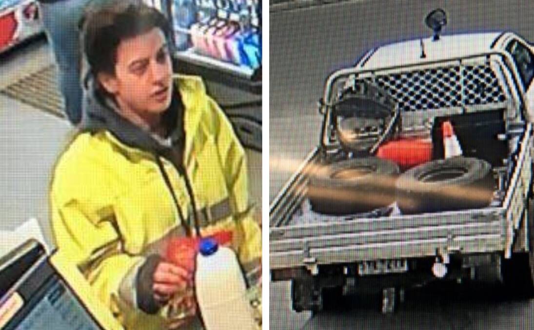 The man and the ute wanted over a theft at a convenience store in July