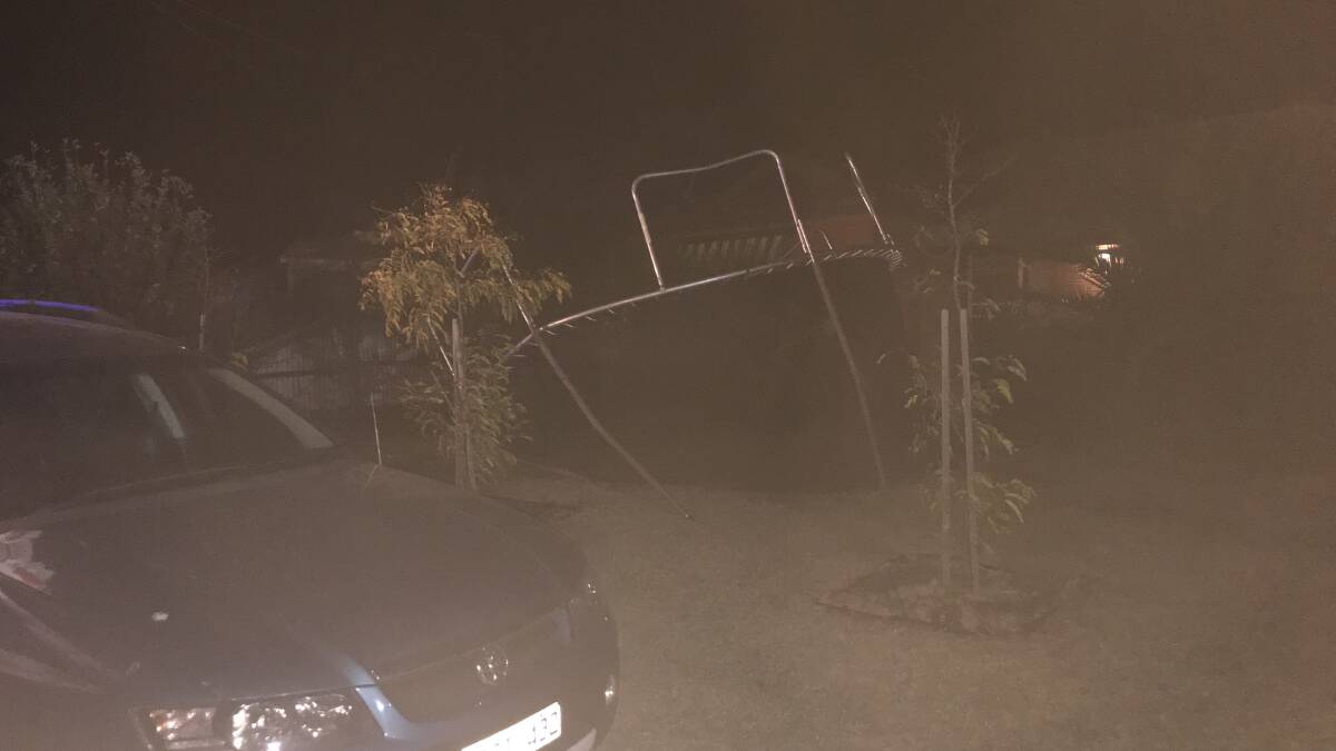 Trampolines went hurtling during a brief, wild storm last night which tore through Delacombe and Sebastopol.