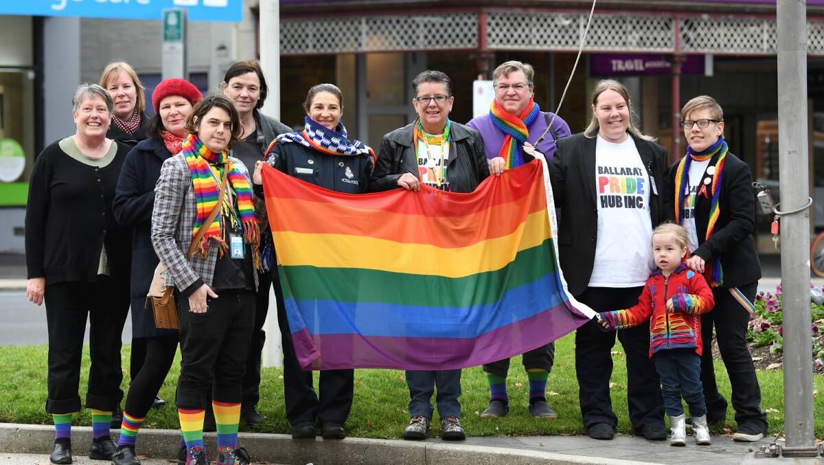 The rainbow flag is flying over Ballarat as a symbol for IDAHOBIT Day. Picture: Lachlan Bence