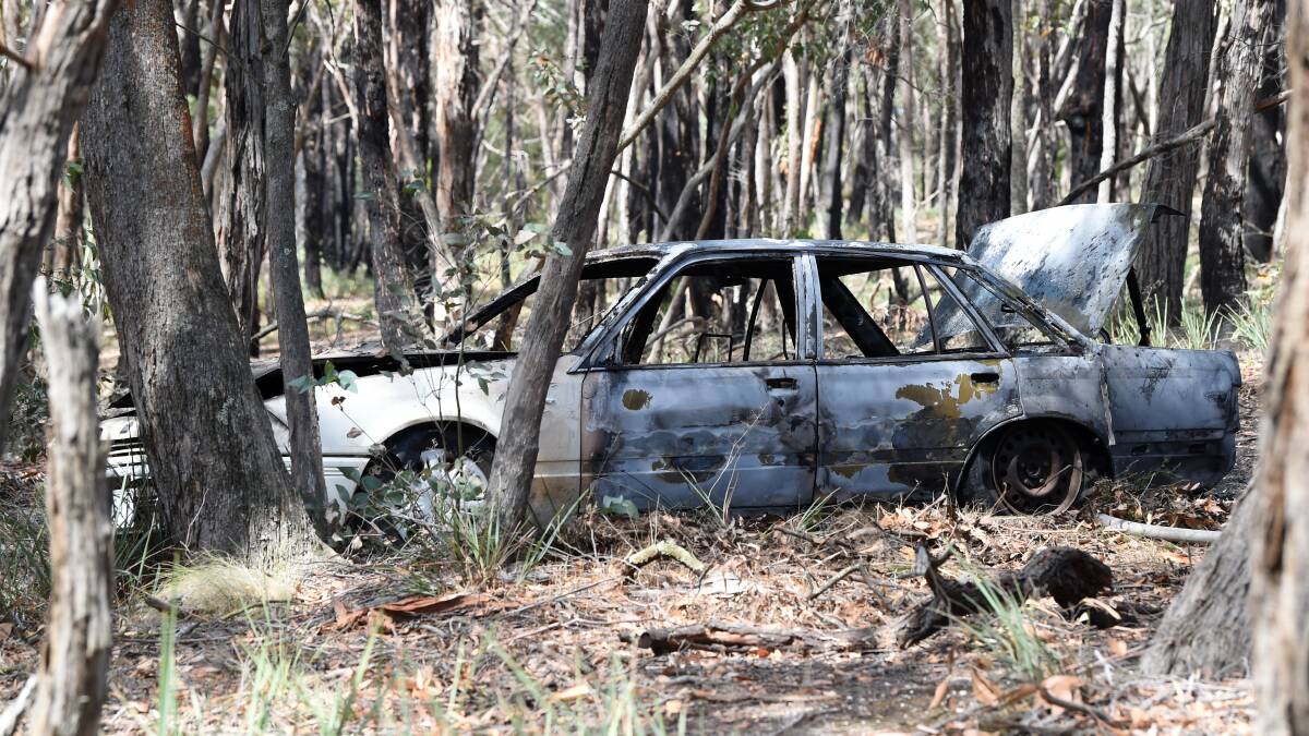 A car that was burned out in Buninyong on February 8. Picture: Kate Healy