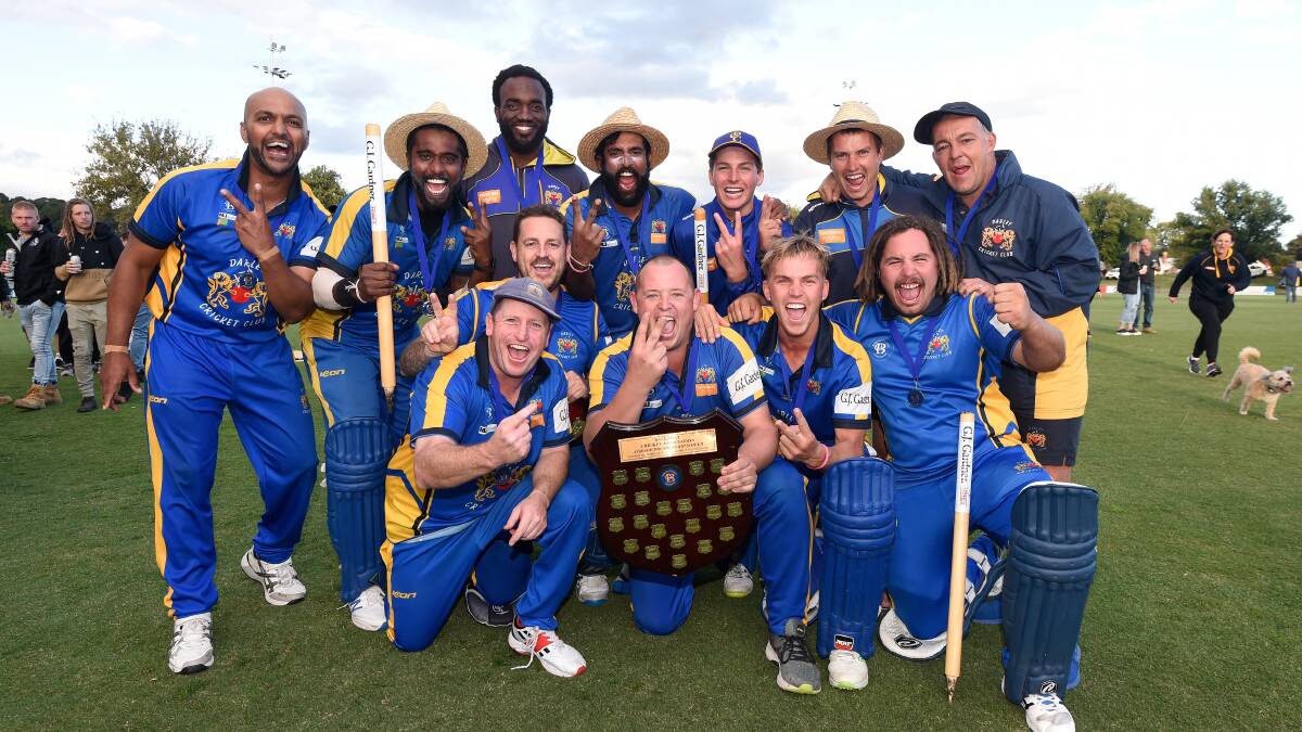 Darley players celebrate the BCA firsts win after a five-wicket victory over Golden Point. Picture: Adam Trafford