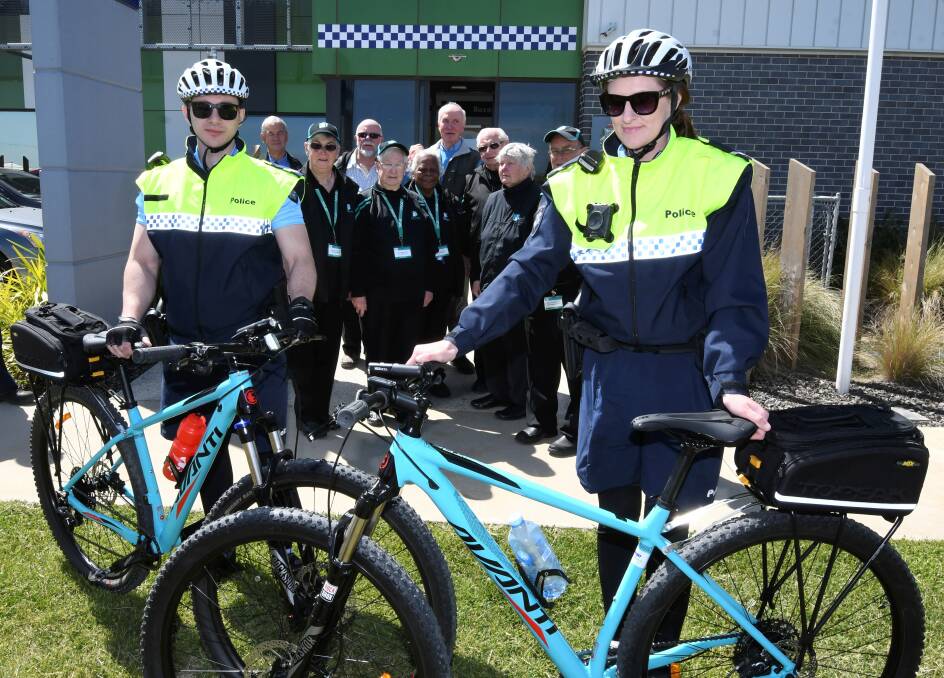 Police have taken possession of two new bikes which were bought through funds raised by Neighbourhood Watch. Picture: Lachlan Bence