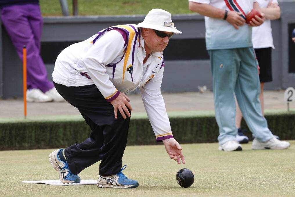 ROLLING: Dean Cooper of Creswick bowls in the clash with Ballarat on Saturday. Picture: Luke Hemer