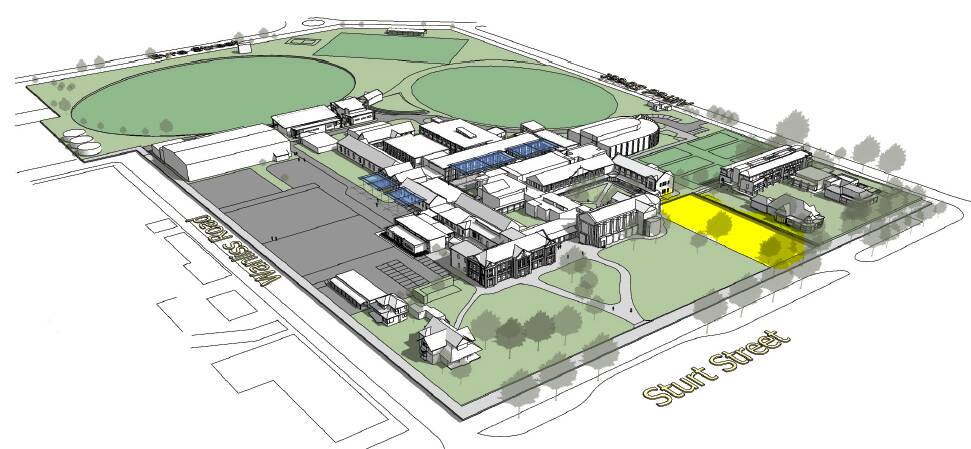 The location (in yellow) is the final piece of the St Patirck's College jigsaw on Sturt Street.