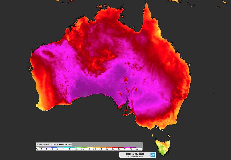 December 19 is forecast to be one of the hottest days ever recorded in Australia with temperatures potenitally into the 50s in some parts of the country