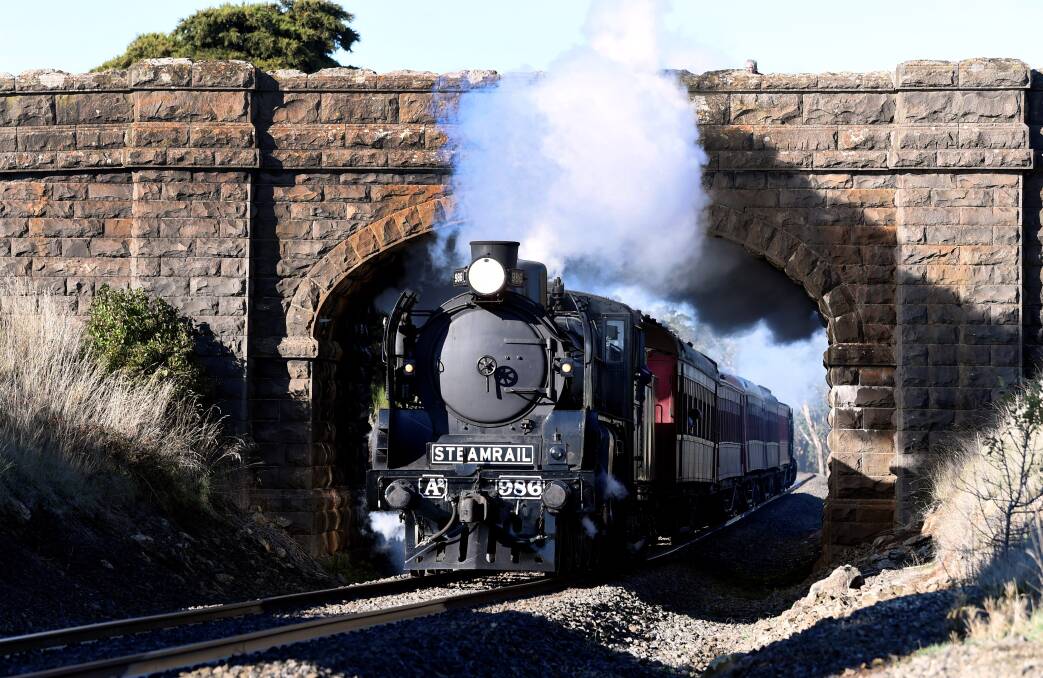 The steam train rolls into town for the start of Heritage Weekend. Picture: Lachlan Bence