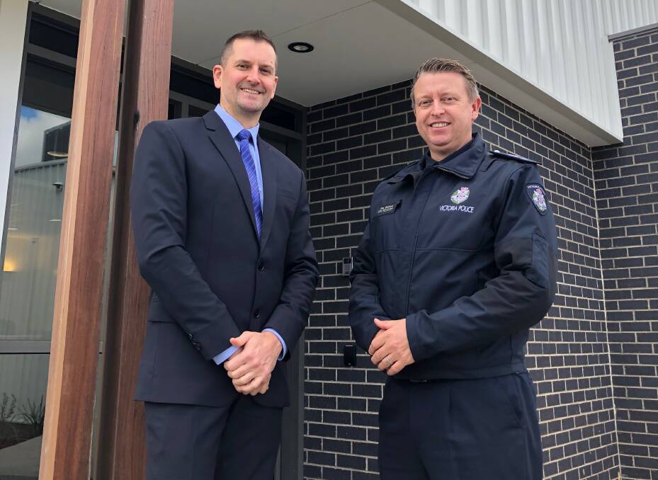 Manager of Victoria Police's case management group Steven Fowler and acting Superintendent Dan Davison outside the new forensic hub which opened on Wednesday. Picture: Greg Gliddon