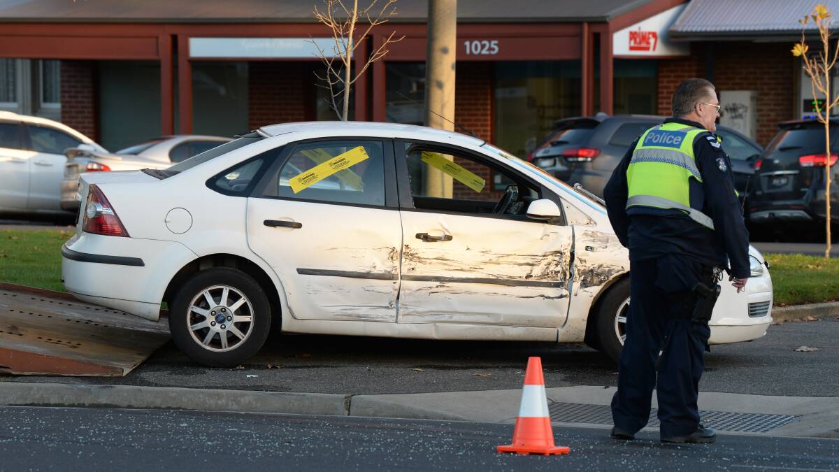 Two elderly drivers were assessed at the scene after a second crash on Sturt Street today, this time at the corner of Ascot Street. Picture: Kate Healy