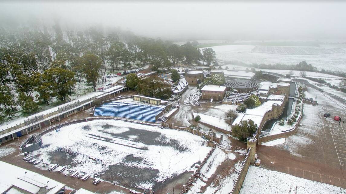 An early season snowfall is possible on Friday morning as the first winter cold front sweeps across Ballarat. Picture: Skyline Drone Imaging.