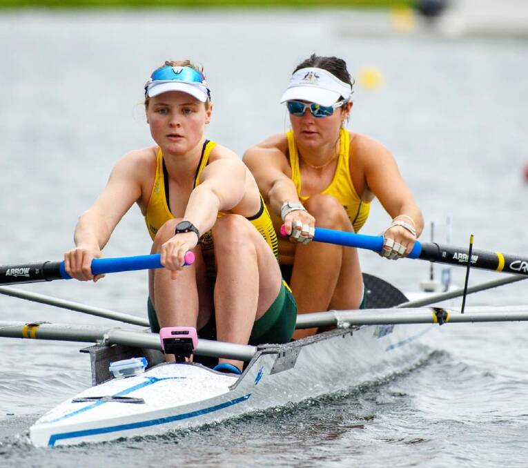Lucy Richardson and Katie Jackson compete for Australia at the under-19 world championships. Picture Rowing Australia