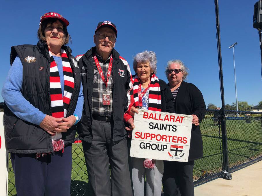 A bus-load of Saints fans travelled from Ballarat including Heather Annand, John and Judy Harley and Gail Sanders. Picture: Greg Gliddon