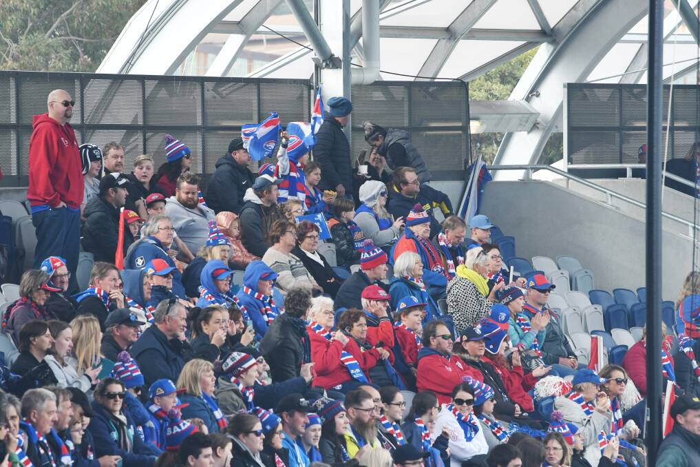 Part of the 6833 fans who turned up to watch the Western Bulldogs play Gold Coast at Mars Stadium on Saturday.