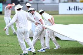 The covers are going to stay on today with all Ballarat Cricket Association matches cancelled due to wet weather and unavailability of grounds. Picture by Kate Healy