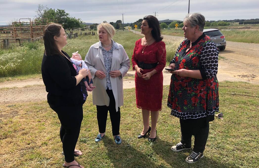 Committee for Miners Rest president Alicia Bond talks with Ripon MP Louise Staley, Ballarat Mayor Samantha McIntosh and CEO Justine Linley at the announcement of funding for a Miners Rest sporting hub. Picture: Greg Gliddon