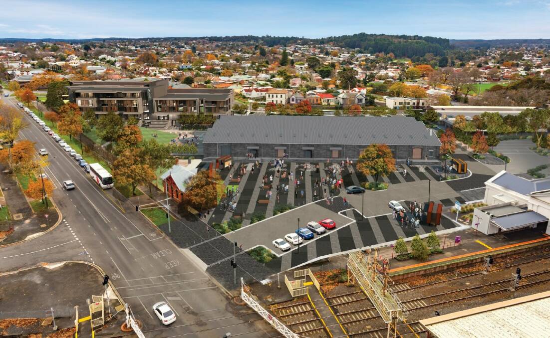 Plans for how Ballarat Station will look from Lydiard Street, south of the station.  