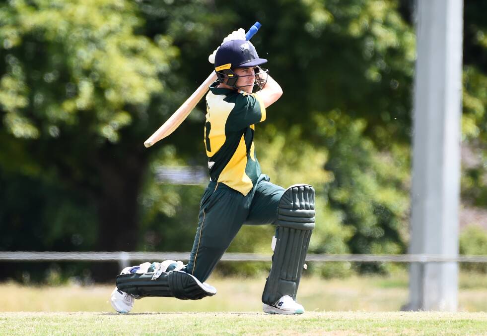 Dylan York of Napoleons-Sebastopol swung late in his team's innings helping them to 244. Picture by Adam Trafford