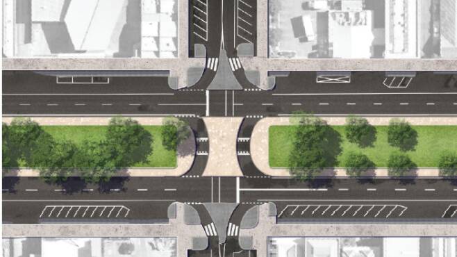 The double u-turns will be a feature of three intersection along Sturt Street.