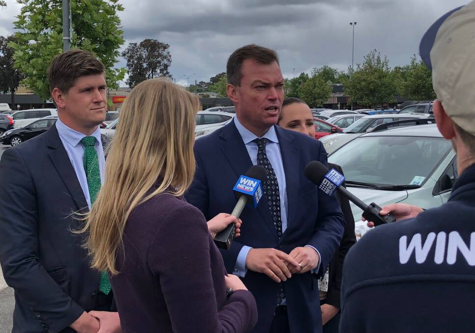 Opposition community safety spokesman Edward O'Donohue announces $235,000 in funding for Little Bridge Street to improve safety. Picture: Greg Gliddon