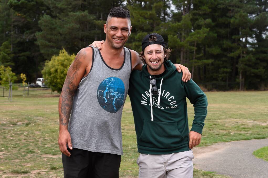 BACK TOGETHER: Jed Mildon and Todd Meyn are two of the Nitro Circus stars. Picture: Adam Trafford