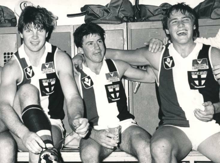 Danny Frawley (left) in his playing days with St Kilda