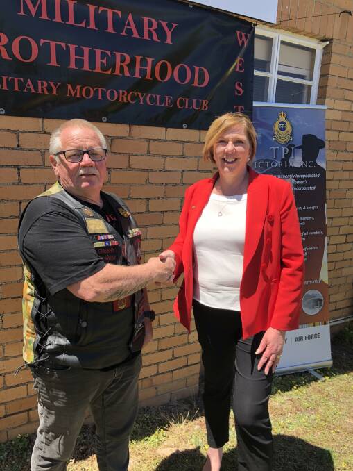 Ballarat Veterans Assistance Centre president Greg Green and Ballarat Federal MP Catherine King at the funding announcement. Picture: Greg Gliddon