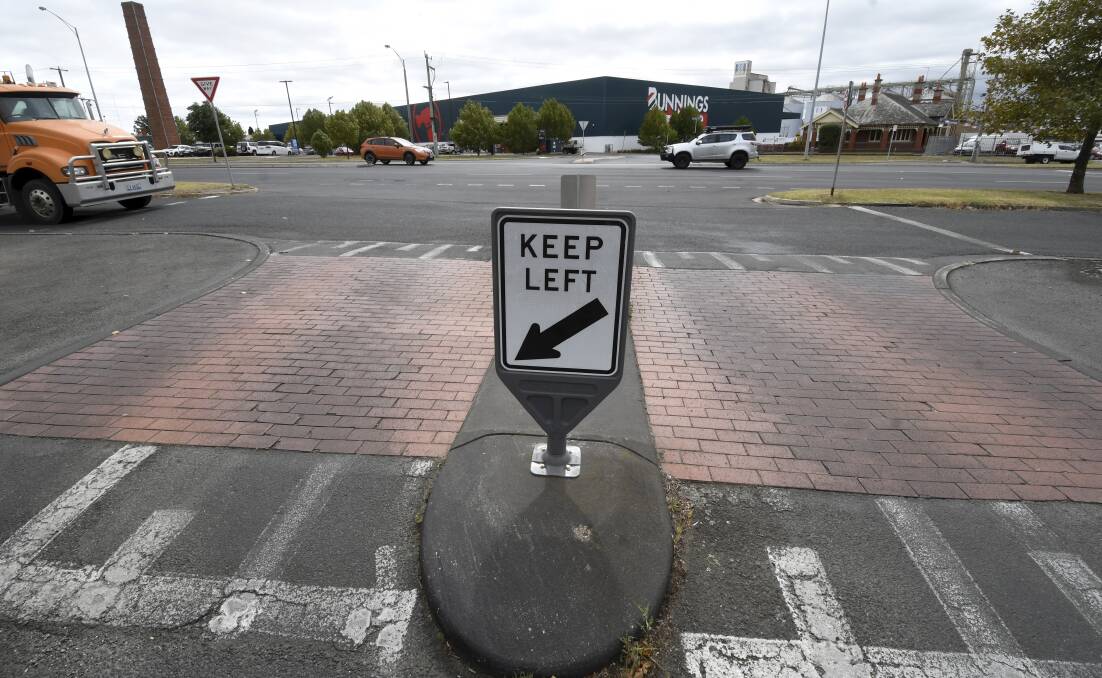 Could a solution like this one at the corner of Loch Ave and Creswick Road be a better solution? Picture: Lachlan Bence