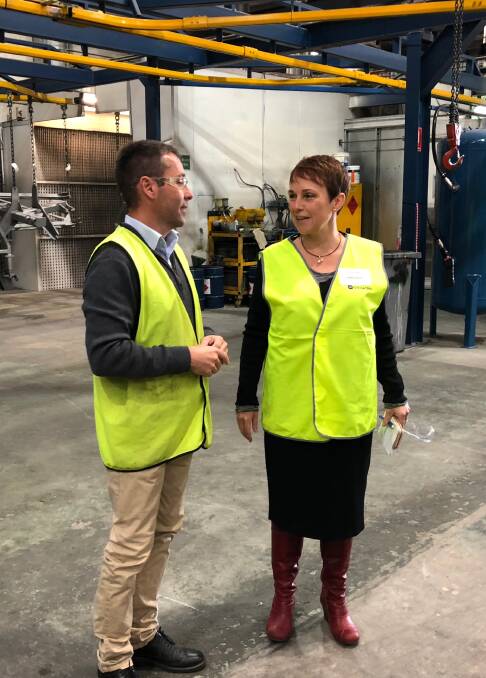 Goldacres General Manager Roger Richards with Agriculture and Regional Development Minister Jaala Pulford at today's announcement. Picture: Greg Gliddon