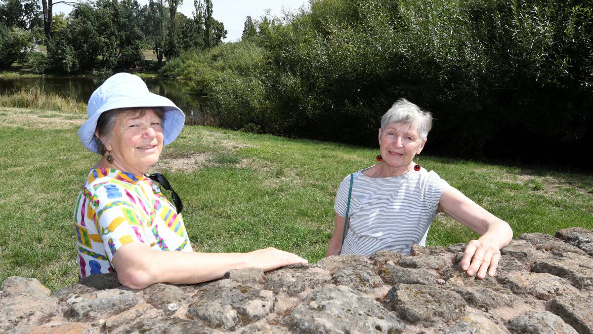 Buninyong residents Deborah Gilchrist and Merle Hathaway are concerned about the potential removal of willow trees at The Gong. Picture: Lachlan Bence