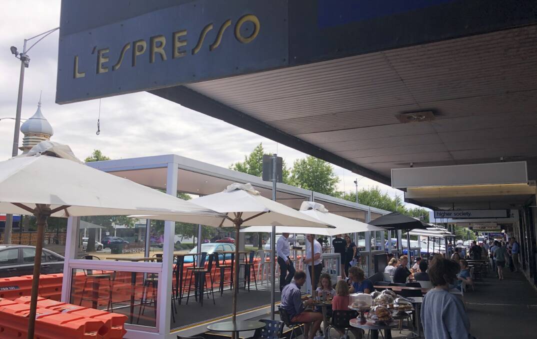 The Sturt Street dining pod is eye catching in central Ballarat. Picture: Greg Gliddon