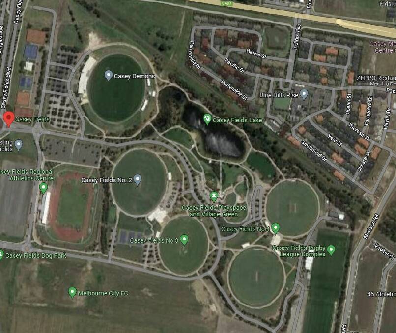 POTENTIAL: The Casey Fields site in Cranbourne is a model Ballarat could follow with its own sports precinct. Picture: Google Maps