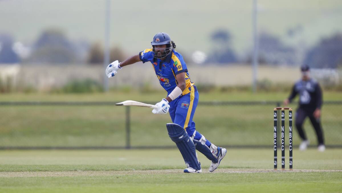Hasitha Wickramasinghe of Darley on his way to 50 against North Ballarat. Picture: Luke Hemer
