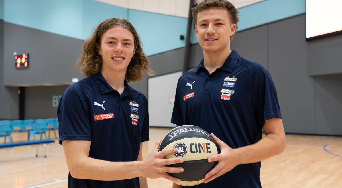 ON COURT: William Hynes and Ethan Fiegert will line up for the Ballarat Miners against Mount Gambier tonight. Picture: supplied