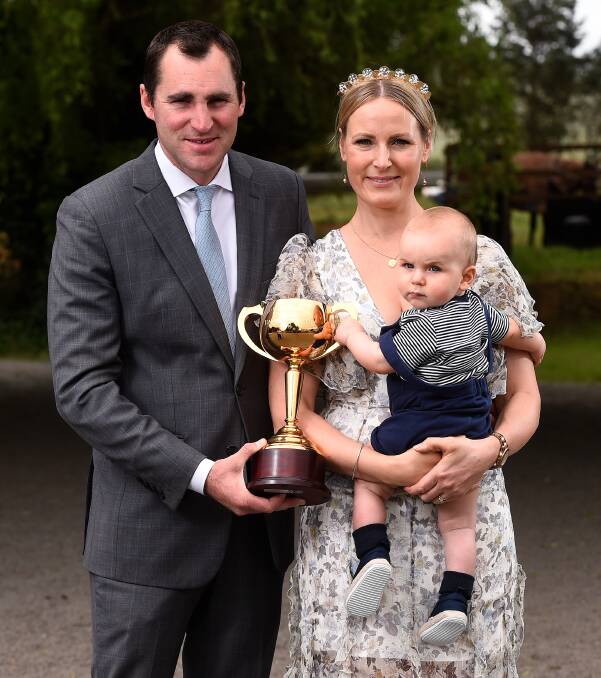 Trainer Archie Alexander, with wife Annie, is hoping Kiwia can make it back-to-back cups so his eight month old Theo can enjoy the celebrations. 