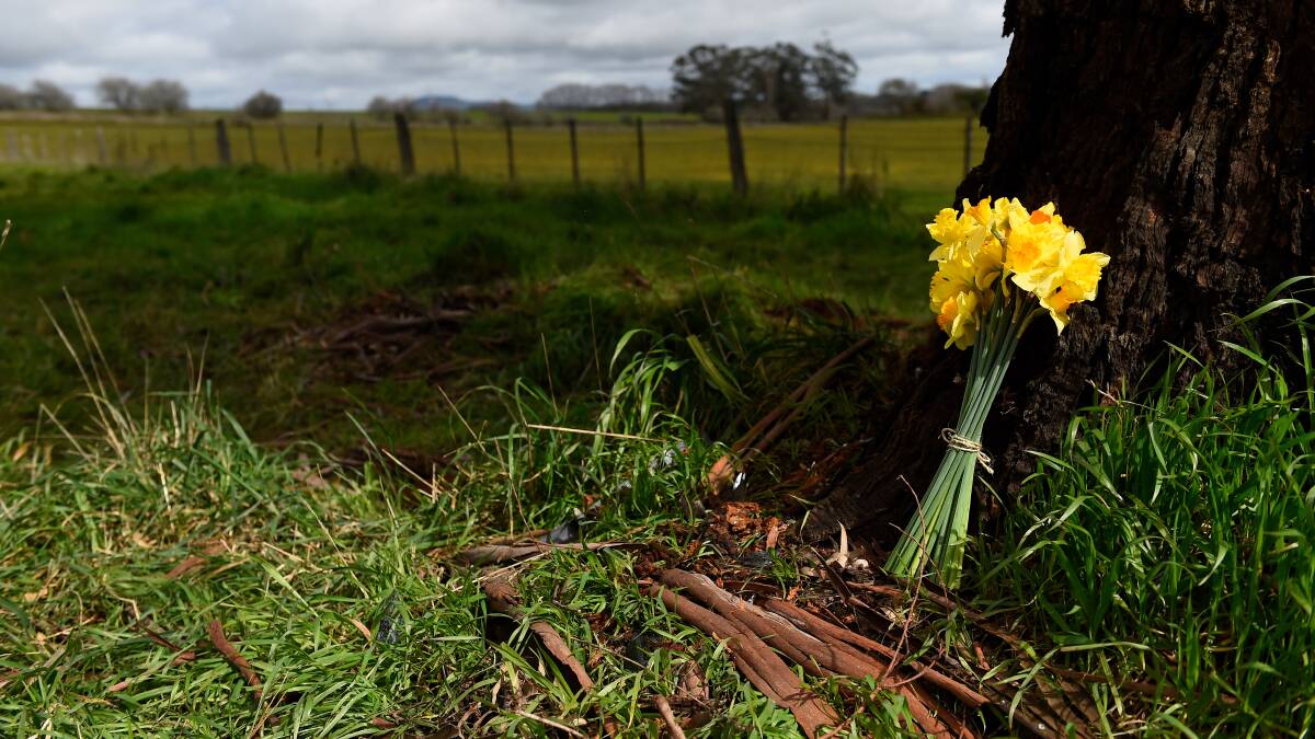 TRIBUTE: Less than 24 hours after the crash, flowers adorned the place where Danny Frawley died. Picture: Adam Trafford
