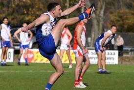 East Point's Bryson McDougall was on target in the clash against Ballarat. Picture by Lachlan Bence