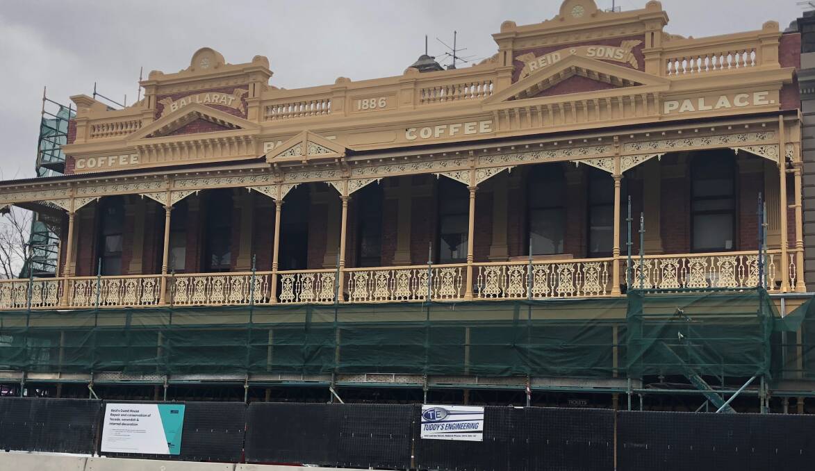 FACE LIFT: Scaffolding has surrounded the entrance to Reid's Guesthouse since March as more than $700,000 worth of renovations take place. Picture: Greg Gliddon